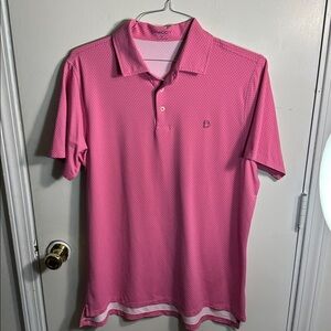 B. Draddy Pink and White Polka Dot Polo Shirt Men’s size Medium